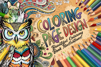 illustrate a beautiful coloring page and coloring book cover for you