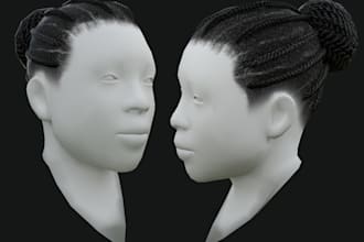 created and textured realistic hair models