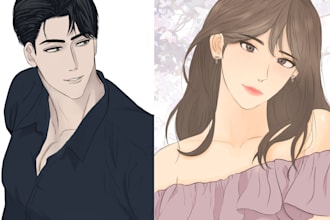 draw custom anime or manhwa character, fanart, original character illustration