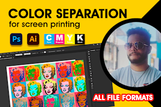 color separation for cmyk screen printing, different formats