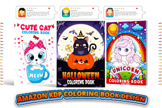 design amazon KDP coloring book cover and coloring pages for kids