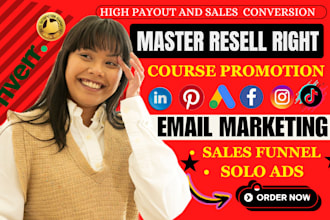 setup email marketing campaign, solo ads to promote master resell rights course