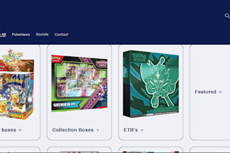 design seo optimized pokémon website tcg, ccg, magic card, shopify website