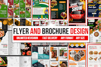 design postcard, flyer or brochure for marketing, business, sport and food menu