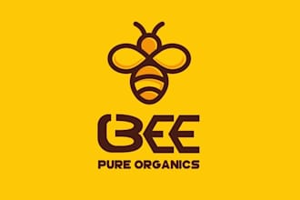 design amazing super bee pure organics logo