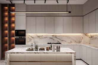 do 3d interior design, decorate and architectural rendering for kitchen