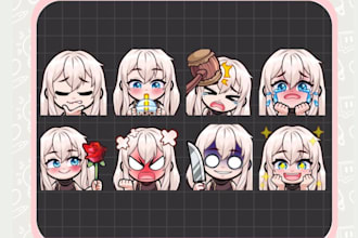 draw custom vtuber chibi emote or sub badges for twitch discord for streams