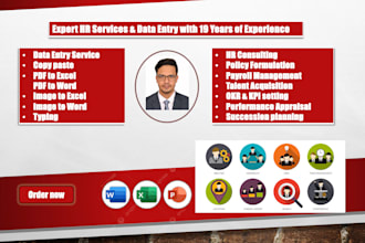 provide HR consulting, data entry, typing, copy paste