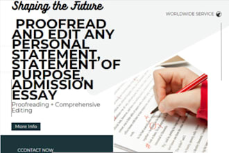 proofread and edit any personal statement, statement of purpose, admission ess