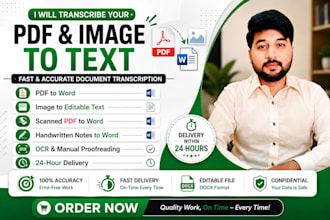 transcribe your document PDF or image to text in 24 hours