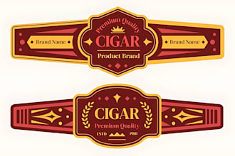 design cigar band, labels, box logo with free source file
