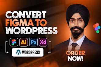 convert figma to wordpress, PSD to wordpress, figma to elementor or acf, divi