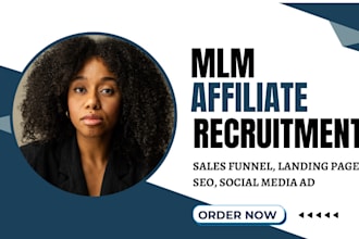 design mlm sales funnel, affiliate recruitment landing page, lead generation