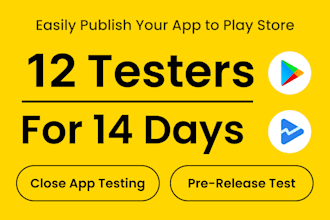 provide 12 testers google play testing for your closed testing app