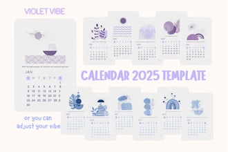 give you a violet calendar 2025 canva template