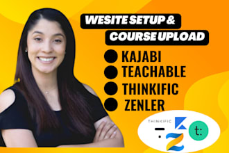 setup zenler kajabi teachable thinkific online course website upload design
