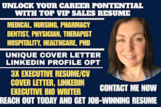 write medical, healthcare, nursing, physician assistant, cna resume writing