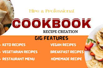 write and format a recipe book, cookbook, meal plan, health and fitness, pets