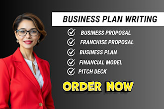 write investor ready business plan, financial plan, and pitch deck for startups