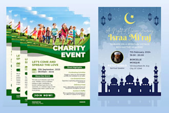 design charity, fundraising, islamic flyers and posters