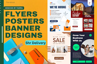 do sales flyers, real estate, food, travel, business, and events in 5 hours