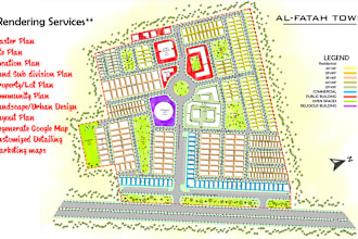 render 2d master plan, site plan and landscape plan