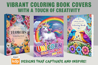 design an eye catching coloring book cover for amazon KDP