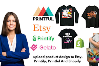 set up shopify etsy print on demand store printify, printful pod product upload