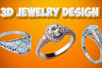 sculpt 3d jewelry cad design, jewelry rendering, custom 3d ring design in cad