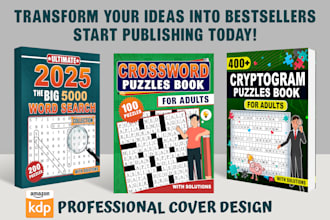 create an amazing puzzle book cover design for amazon KDP