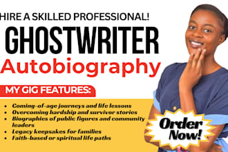 ghostwrite nonfiction memoir, autobiography ebook writer life story biography