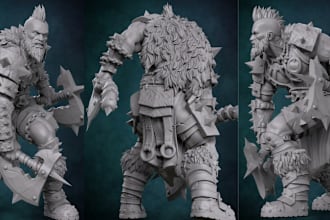 sculpt a 3d character model, figurine, dnd miniature, 3d statue for 3d printing