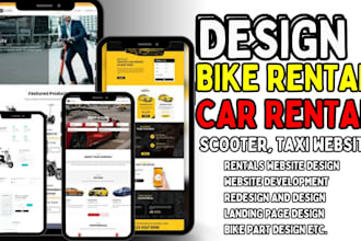 design wordpress bike rental website, scooter website, taxi, car rental website