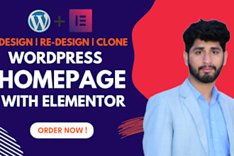 clone redesign or revamp wordpress homepage with elementor pro