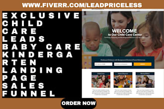 generate exclusive child care leads baby care kindergarten landing sales funnel