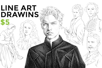 a digital illustration of a pen and ink style portrait