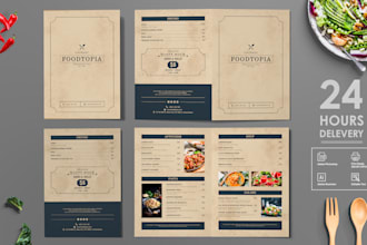 do amazing restaurant menu design, food menu design
