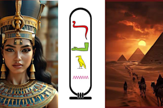 transform your name into hieroglyphics,your photo into a royal pharaoh portrait