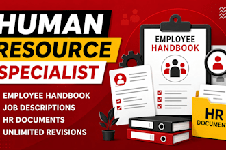 write and design employee handbook, HR policies, sops and job descriptions