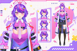 design a custom anime vtuber model for live2d and vtube studio
