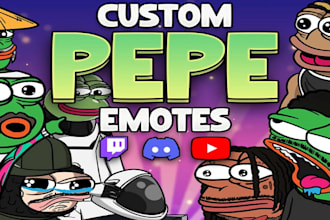 do custom twitch emotes stylized as pepe the frog, pepe art, meme art, crypto
