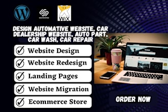 design automative website, car dealership website, auto part, car wash, car repa