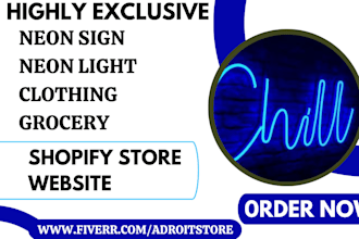 design neon sign shopify store neon light sign clothing grocery wine website