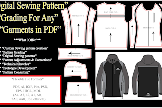 create sewing pattern and cad grading of any garments