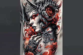 do a unique custom tattoo design for you, sleeve tattoo