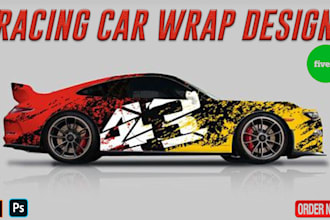 design a racing car wrap, livery car and itasha car