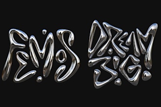 draw 3d metalic futuristic typography using adobe dimension