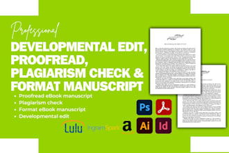 do citation, proofread, edit, format, plagiarism check your ebook manuscript