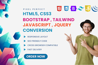 convert figma to responsive HTML CSS tailwind bootstrap or vuejs