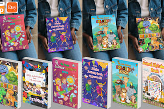 create unique kids activity book, kids coloring book, workbook interior for KDP